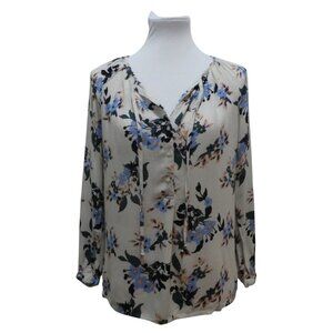 Lucky Brand Floral Boho Romantic Peasant Top Blouse Womens Small